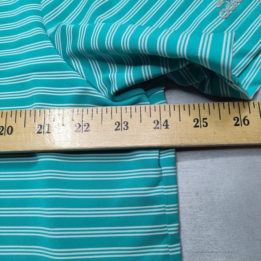 ADIDAS‎ GOLF Men Size XL Aqua Striped Short Sleeve Polo Shirt